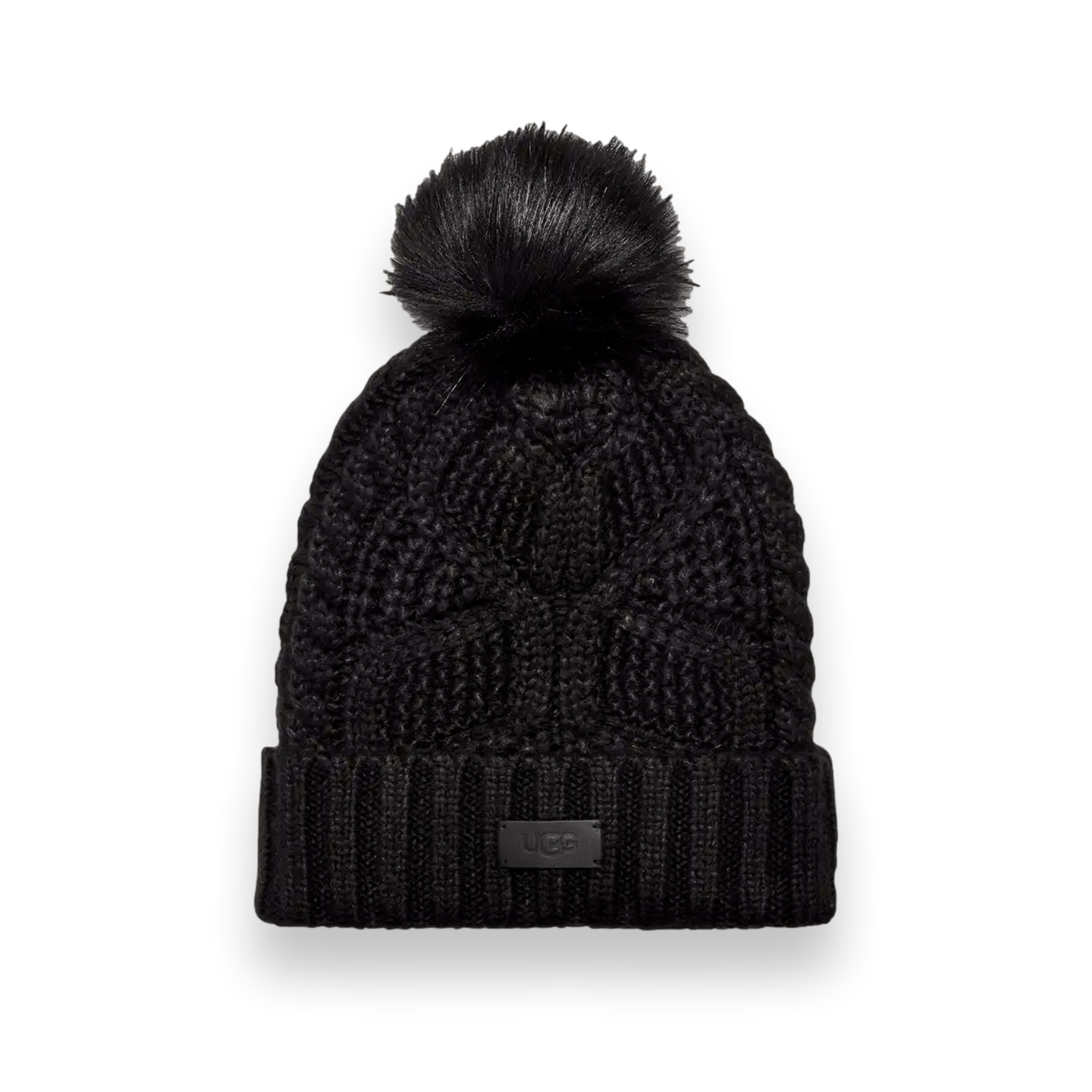 Cable Beanie With Pom Black