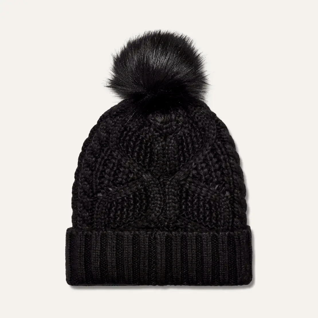 Cable Beanie With Pom Black