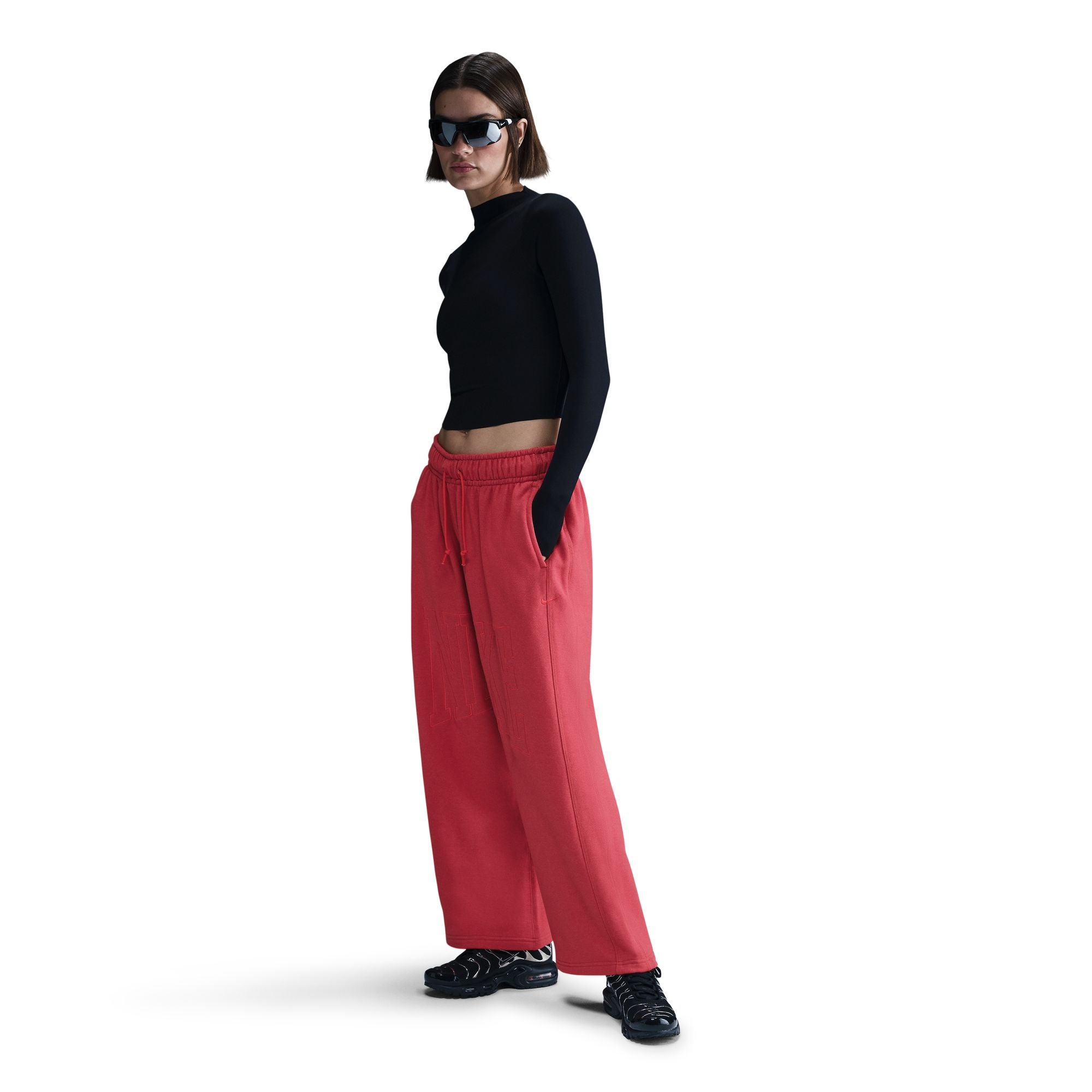 Mid-Rise Oversized Open-Hem French Terry Pants