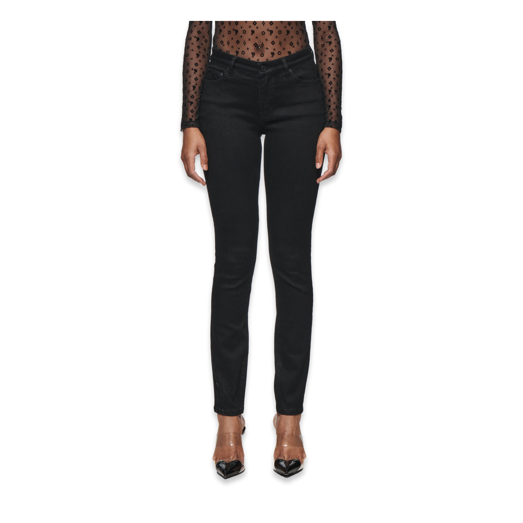 Skinny Mid Rise Black Jeans