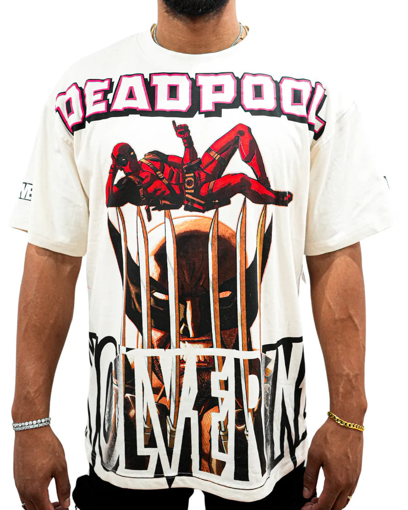 Deadpool x Wolverine - Mutant Merc Madness Oversized White T-Shirt