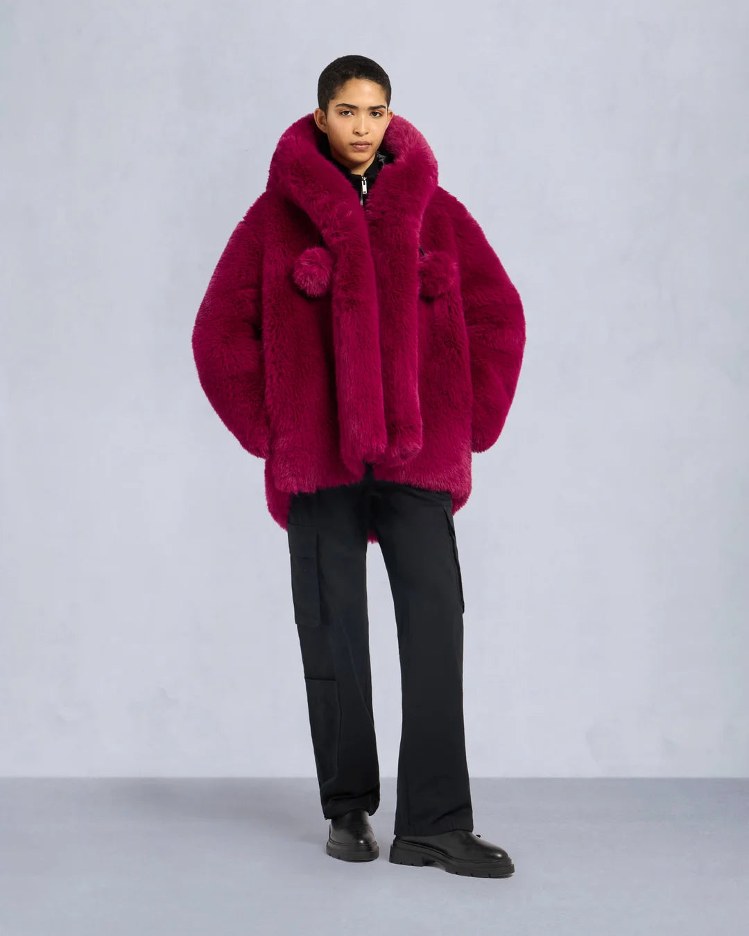 Jade Faux Fur Jacket Berry