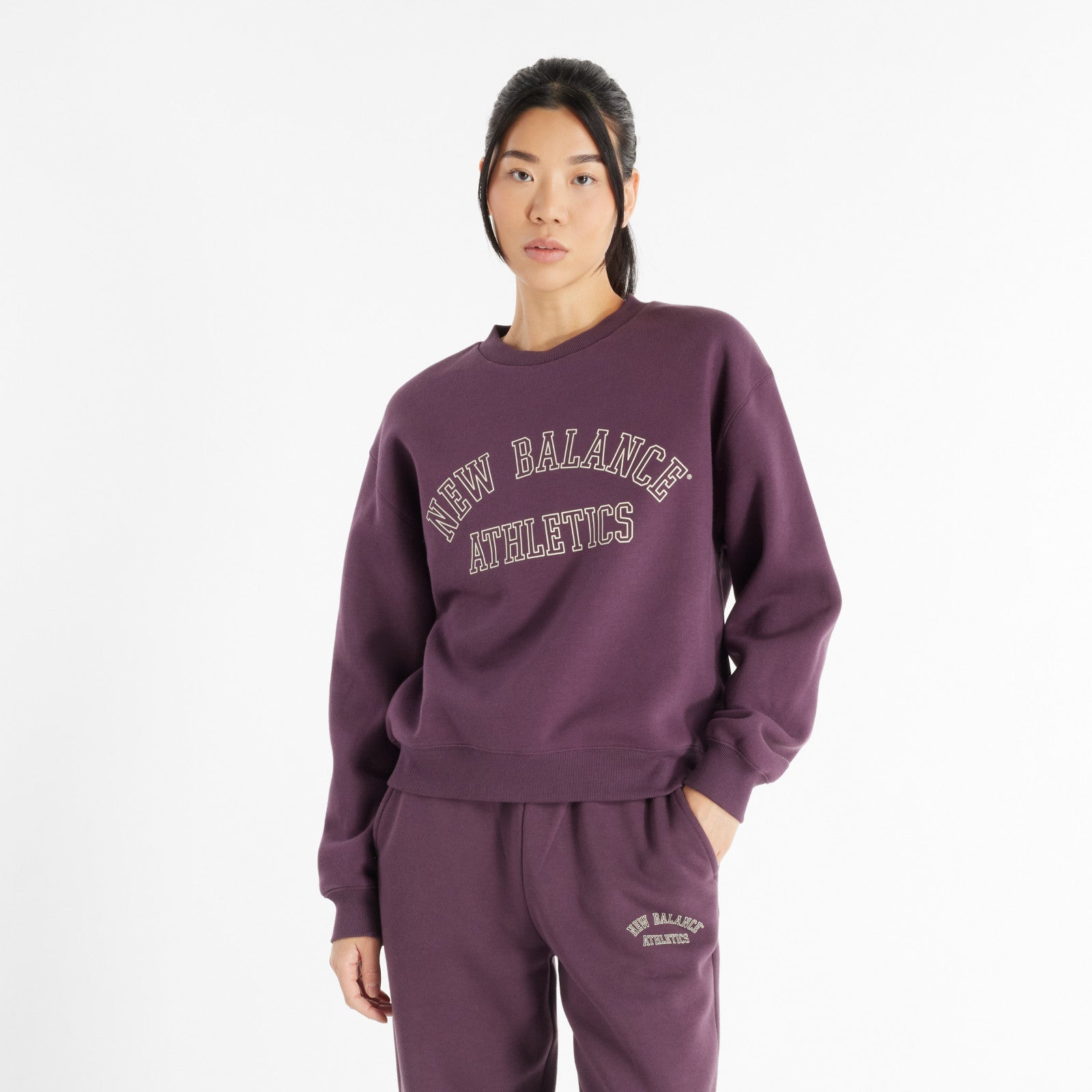 Graphic Fleece Crew Brown